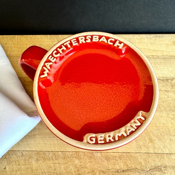 NEW Waechtersbach Germany Christmas Red Holiday Mug Green Trees, White Snow - Picture 8 of 9